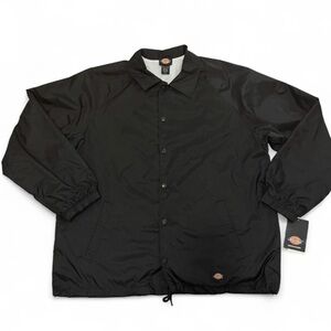 Dickies Men's Black Snap Front Windbreaker Water Resistant Jacket